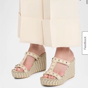 Valentino Garavani Cream Woven Wedges